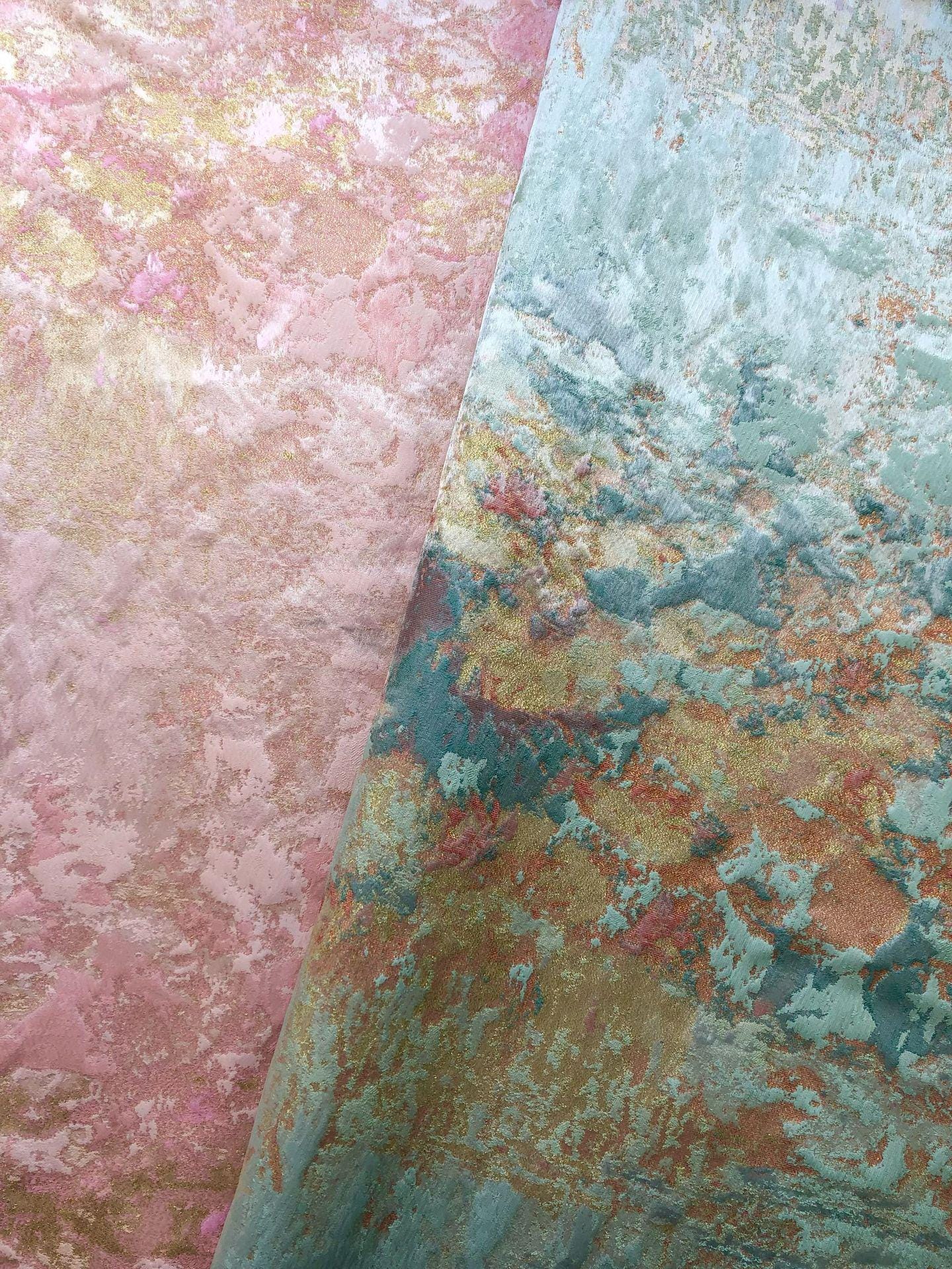 Gold Metallic Abstract Fabric by Yard, Artistic Marble Jacquard Textile, Luxury Dress Upholstery Sewing Fabric, 63"Wide