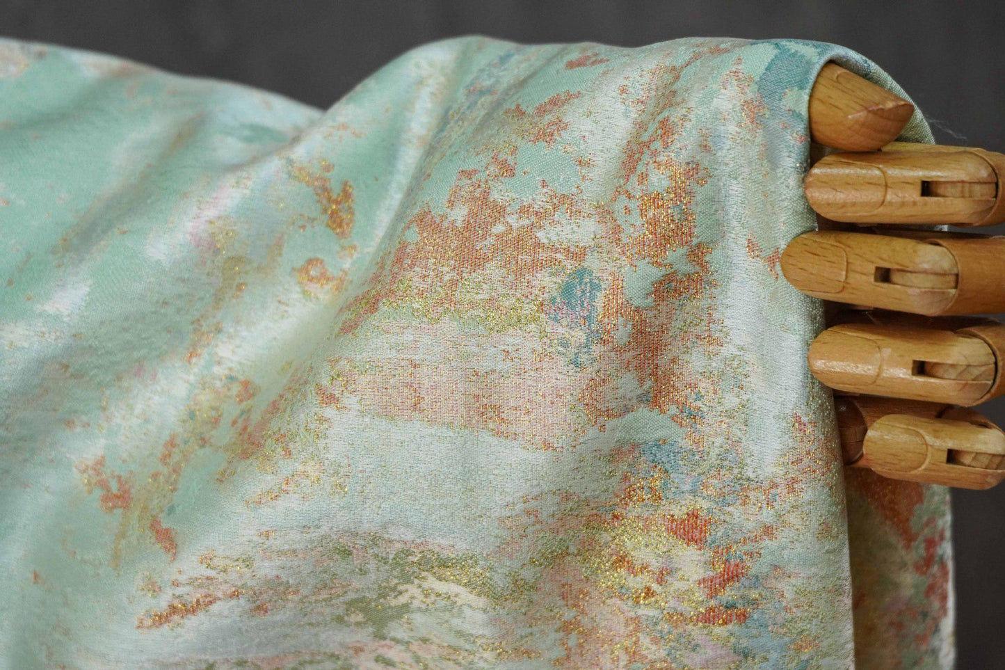Gold Metallic Abstract Fabric by Yard, Artistic Marble Jacquard Textile, Luxury Dress Upholstery Sewing Fabric, 63"Wide