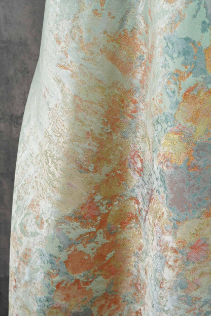 Gold Metallic Abstract Fabric by Yard, Artistic Marble Jacquard Textile, Luxury Dress Upholstery Sewing Fabric, 63"Wide