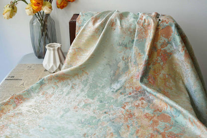 Gold Metallic Abstract Fabric by Yard, Artistic Marble Jacquard Textile, Luxury Dress Upholstery Sewing Fabric, 63"Wide