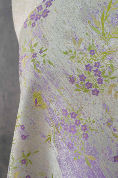 Butterfly Floral Brocade Fabric by Yard, Vintage Jacquard Dress Fabric, Decorative Textile for Bags Jewelry Box Crafts, 65"Wide