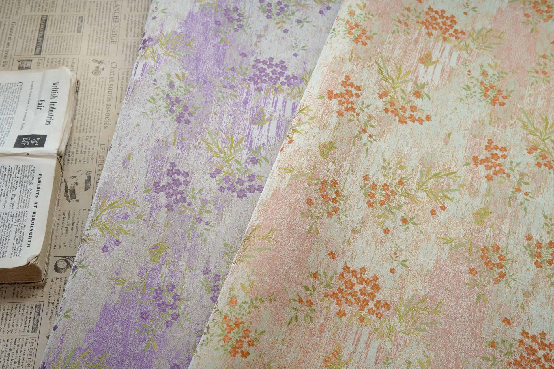 Butterfly Floral Brocade Fabric by Yard, Vintage Jacquard Dress Fabric, Decorative Textile for Bags Jewelry Box Crafts, 65"Wide