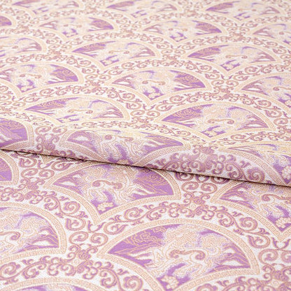 Chinese Qilin Fabric by Yard, Purple Gold Brocade Satin, Oriental Mythical Jacquard Fabric for Dress Decor Crafts, 59"Wide