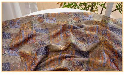 Oriental Floral Quilting Fabric by Yard, Chinese Style Rayon Gauze Textile for Patchwork Bags Crafts Decor, 59"Wide