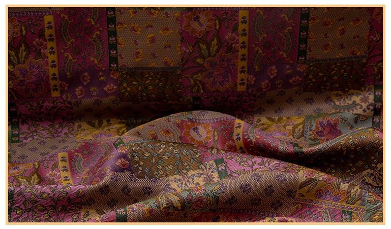 Oriental Floral Quilting Fabric by Yard, Chinese Style Rayon Gauze Textile for Patchwork Bags Crafts Decor, 59"Wide
