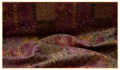 Oriental Floral Quilting Fabric by Yard, Chinese Style Rayon Gauze Textile for Patchwork Bags Crafts Decor, 59"Wide
