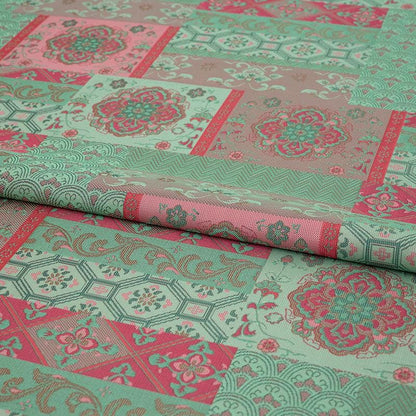 Oriental Floral Quilting Fabric by Yard, Chinese Style Rayon Gauze Textile for Patchwork Bags Crafts Home Decor, 59"Wide
