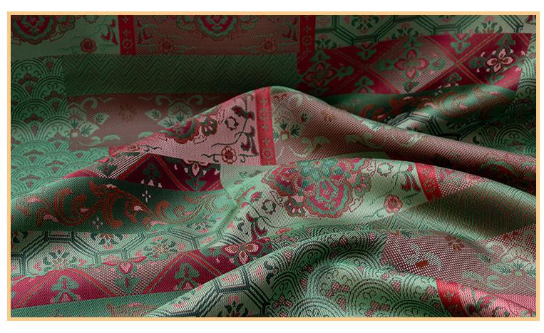 Oriental Floral Quilting Fabric by Yard, Chinese Style Rayon Gauze Textile for Patchwork Bags Crafts Home Decor, 59"Wide