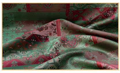 Oriental Floral Quilting Fabric by Yard, Chinese Style Rayon Gauze Textile for Patchwork Bags Crafts Home Decor, 59"Wide