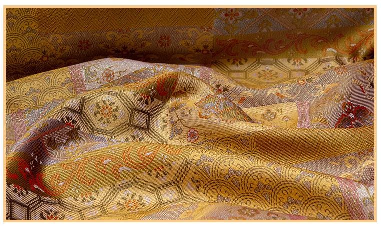 Oriental Floral Quilting Fabric by Yard, Chinese Style Rayon Gauze Textile for Patchwork Bags Crafts Home Decor, 59"Wide