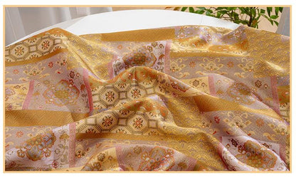 Oriental Floral Quilting Fabric by Yard, Chinese Style Rayon Gauze Textile for Patchwork Bags Crafts Home Decor, 59"Wide