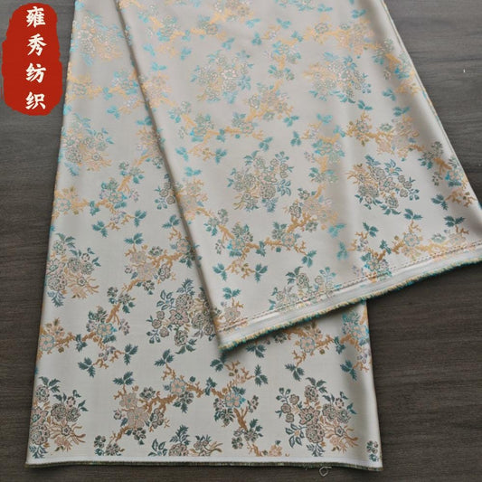 Chinese Brocade Fabric by Yard, Oriental Yunjin Jacquard Satin for Dress Upholstery Curtains Crafts, 59"Wide