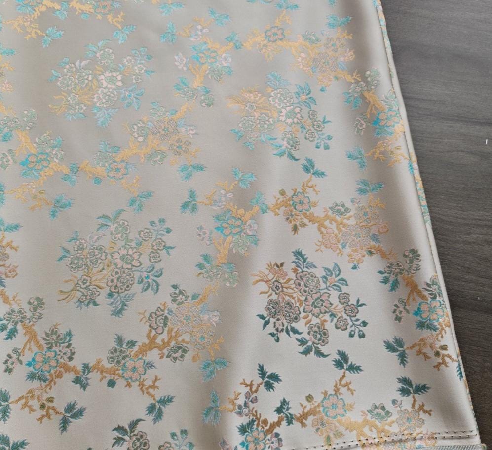 Chinese Brocade Fabric by Yard, Oriental Yunjin Jacquard Satin for Dress Upholstery Curtains Crafts, 59"Wide