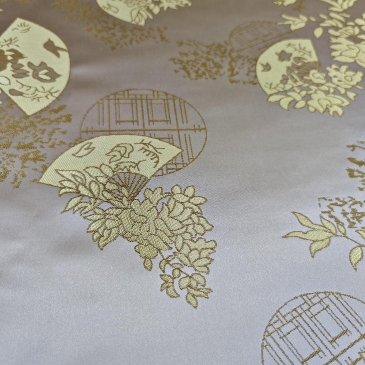 Chinese Brocade Satin Fabric by Yard, Window Pattern Jacquard Fabric, Soft Smooth Damask Textile for Dress Upholstery Decor, 3 Colors - Poppylollipop