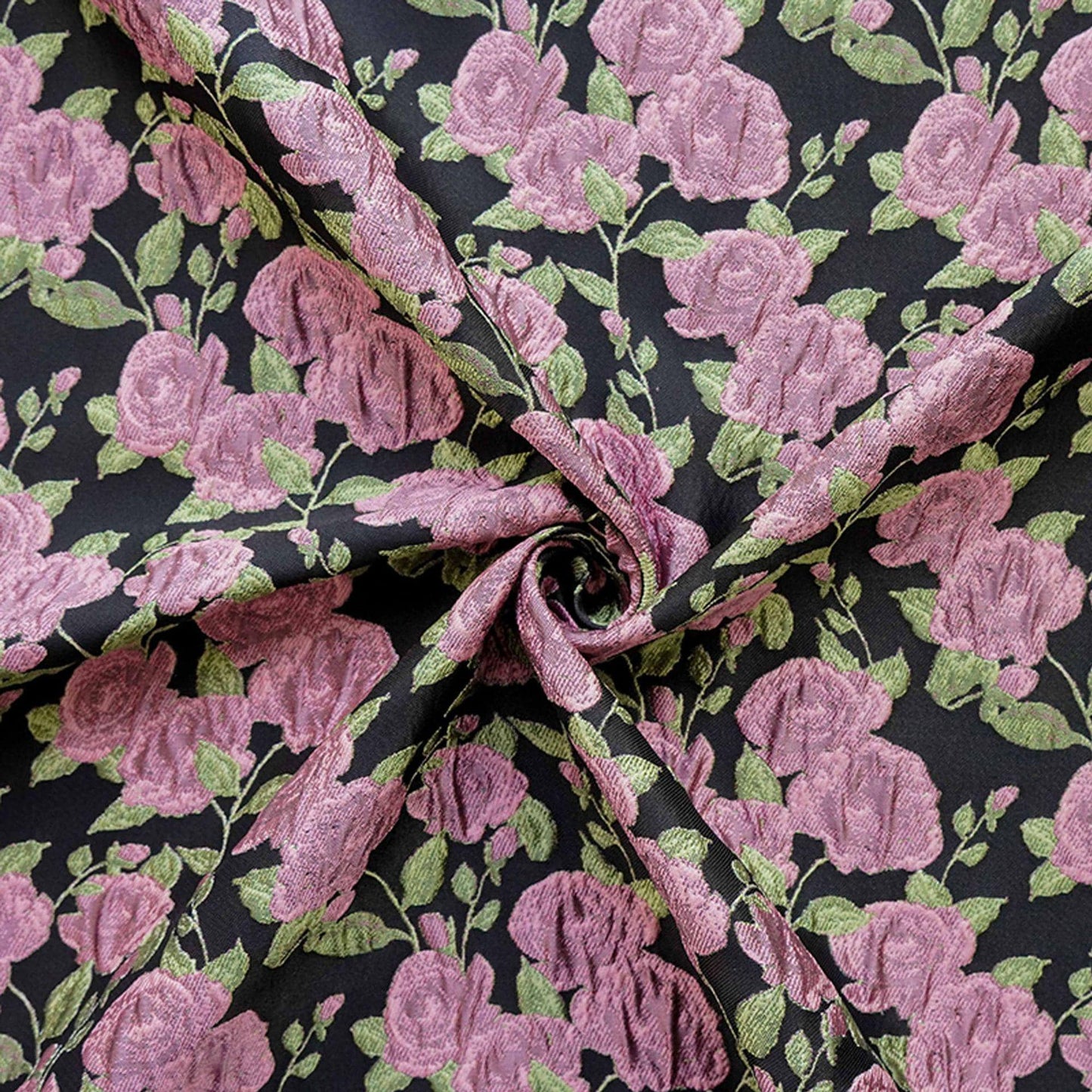 Pink Rose Brocade Jacquard Fabric by Yard, Vintage Floral Embossed Upholstery Textile, Romantic Victorian Fabric for Curtains Pillows Bags - Poppylollipop
