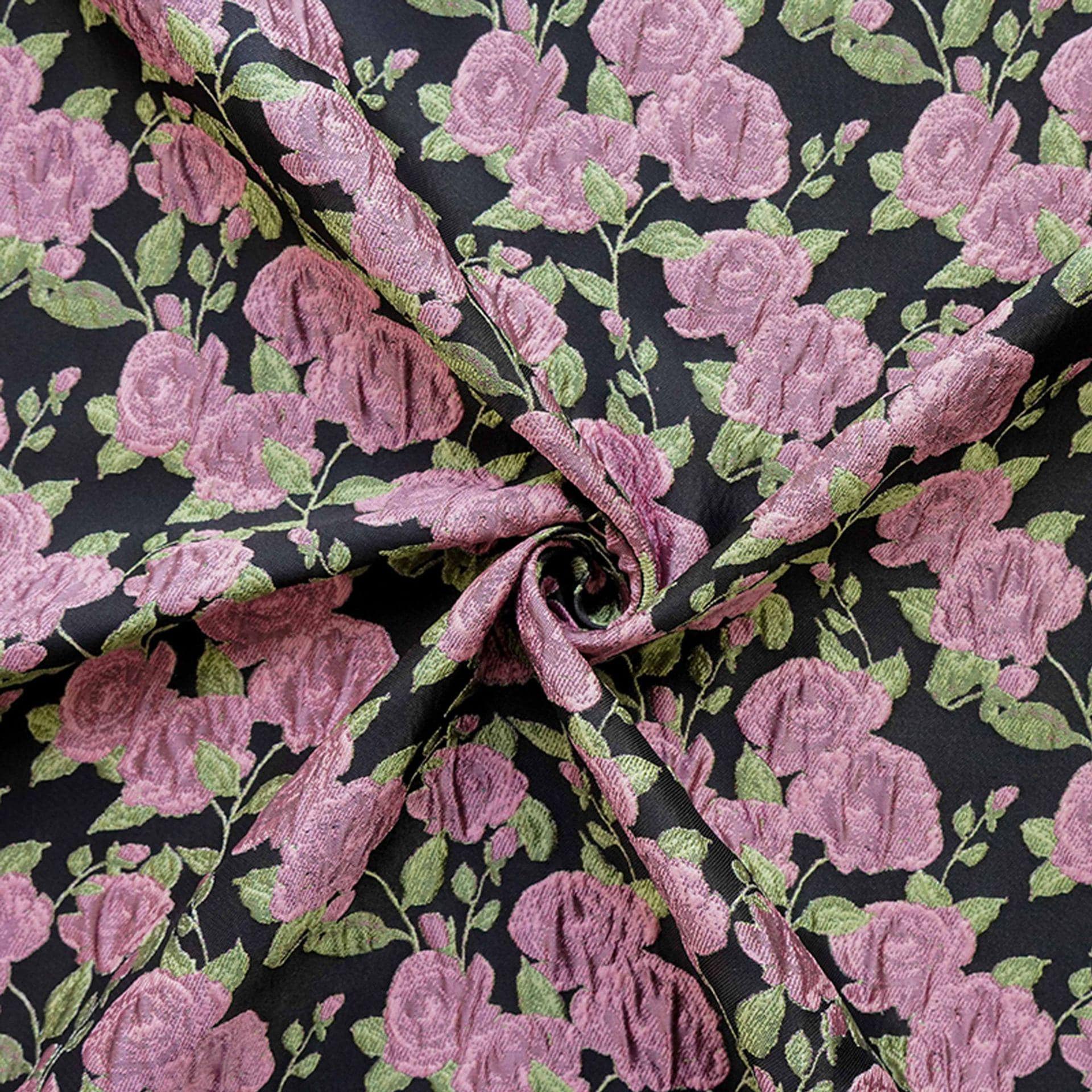 Pink Rose Brocade Jacquard Fabric by Yard, Vintage Floral Embossed Upholstery Textile, Romantic Victorian Fabric for Curtains Pillows Bags - Poppylollipop