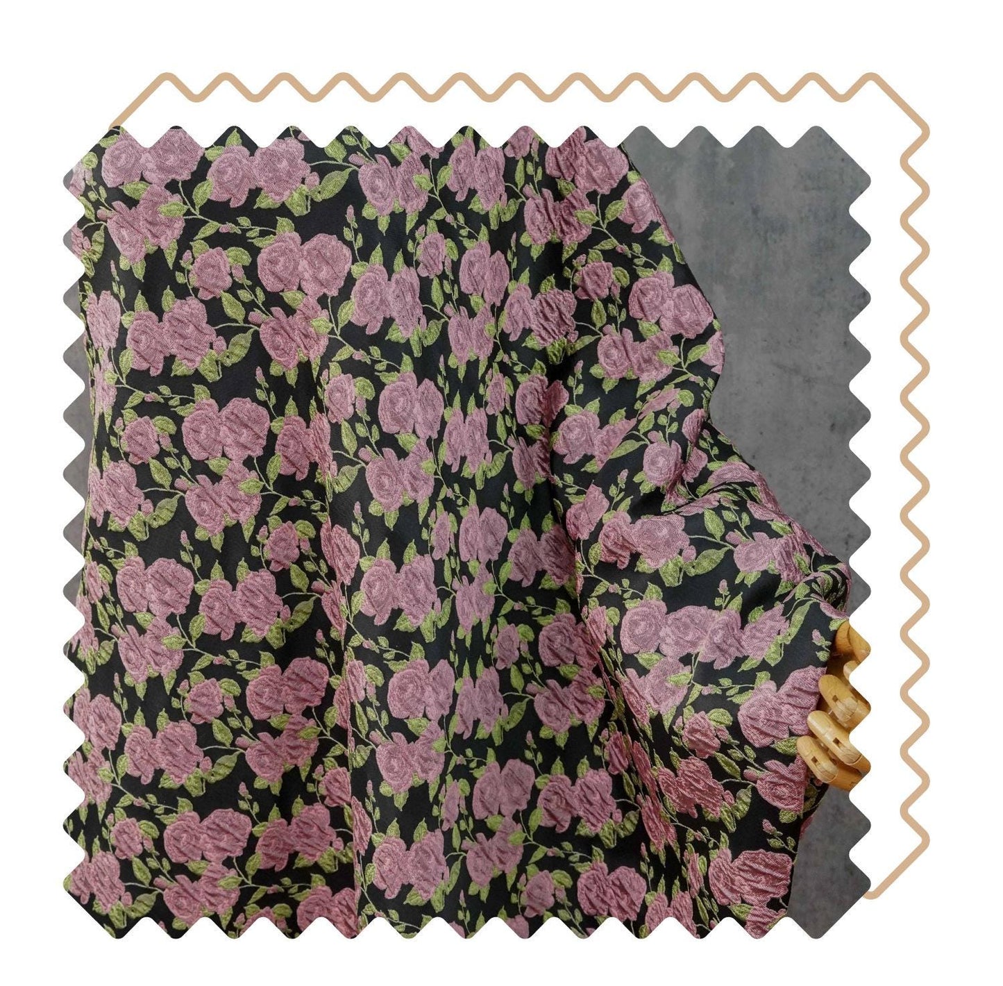 Pink Rose Brocade Jacquard Fabric by Yard, Vintage Floral Embossed Upholstery Textile, Romantic Victorian Fabric for Curtains Pillows Bags - Poppylollipop