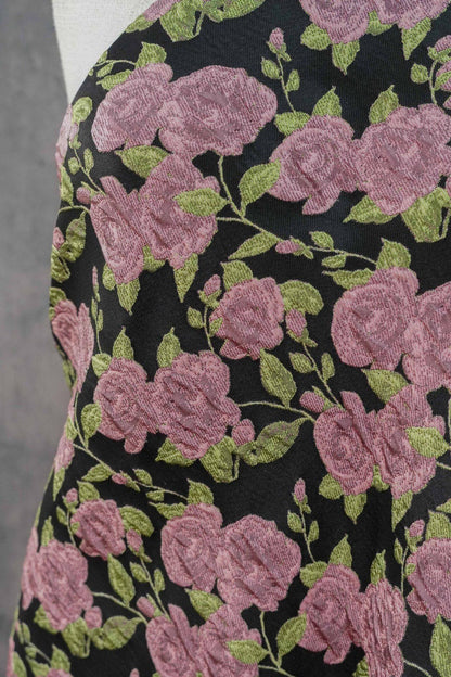 Pink Rose Brocade Jacquard Fabric by Yard, Vintage Floral Embossed Upholstery Textile, Romantic Victorian Fabric for Curtains Pillows Bags - Poppylollipop