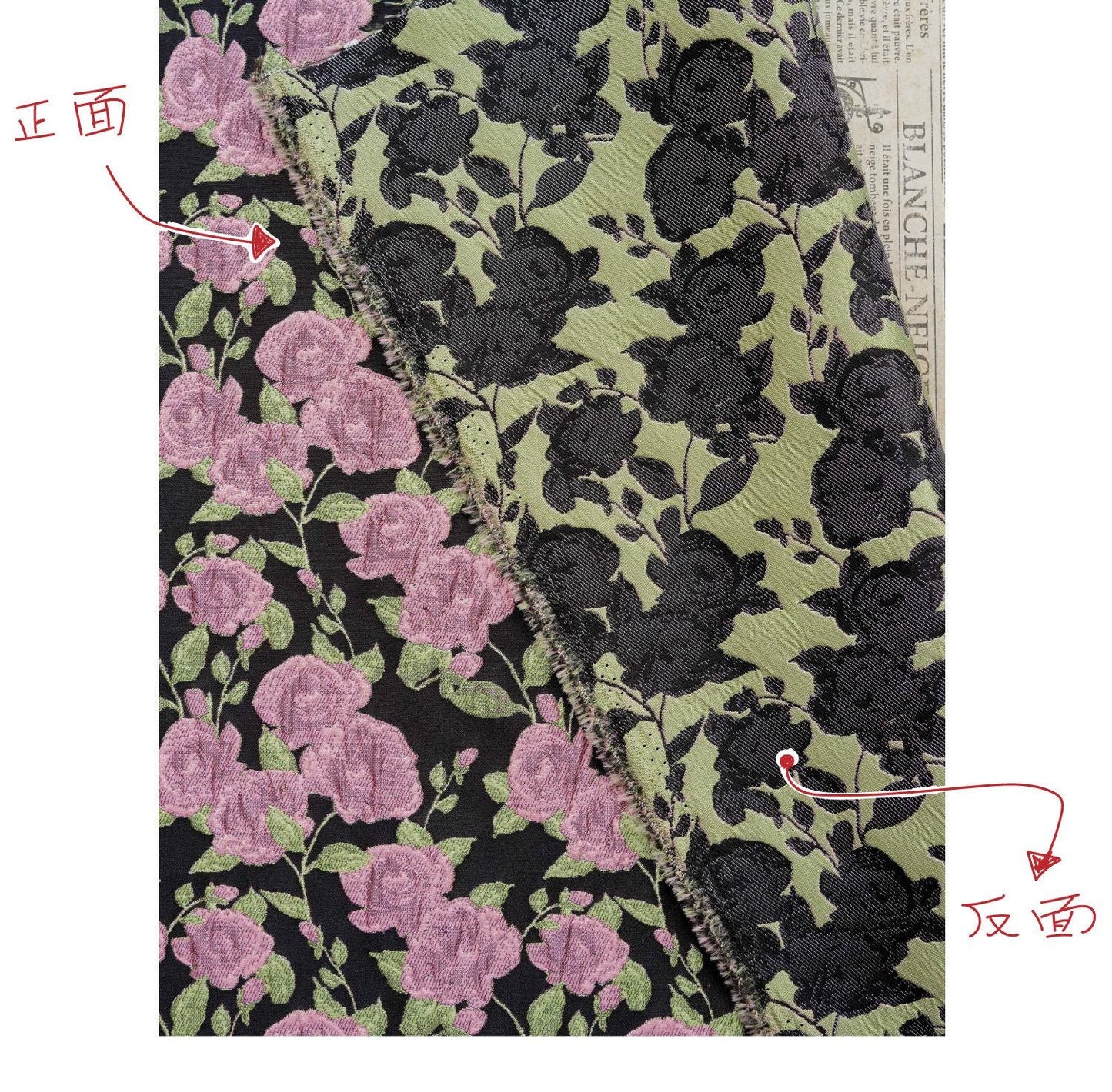 Pink Rose Brocade Jacquard Fabric by Yard, Vintage Floral Embossed Upholstery Textile, Romantic Victorian Fabric for Curtains Pillows Bags - Poppylollipop