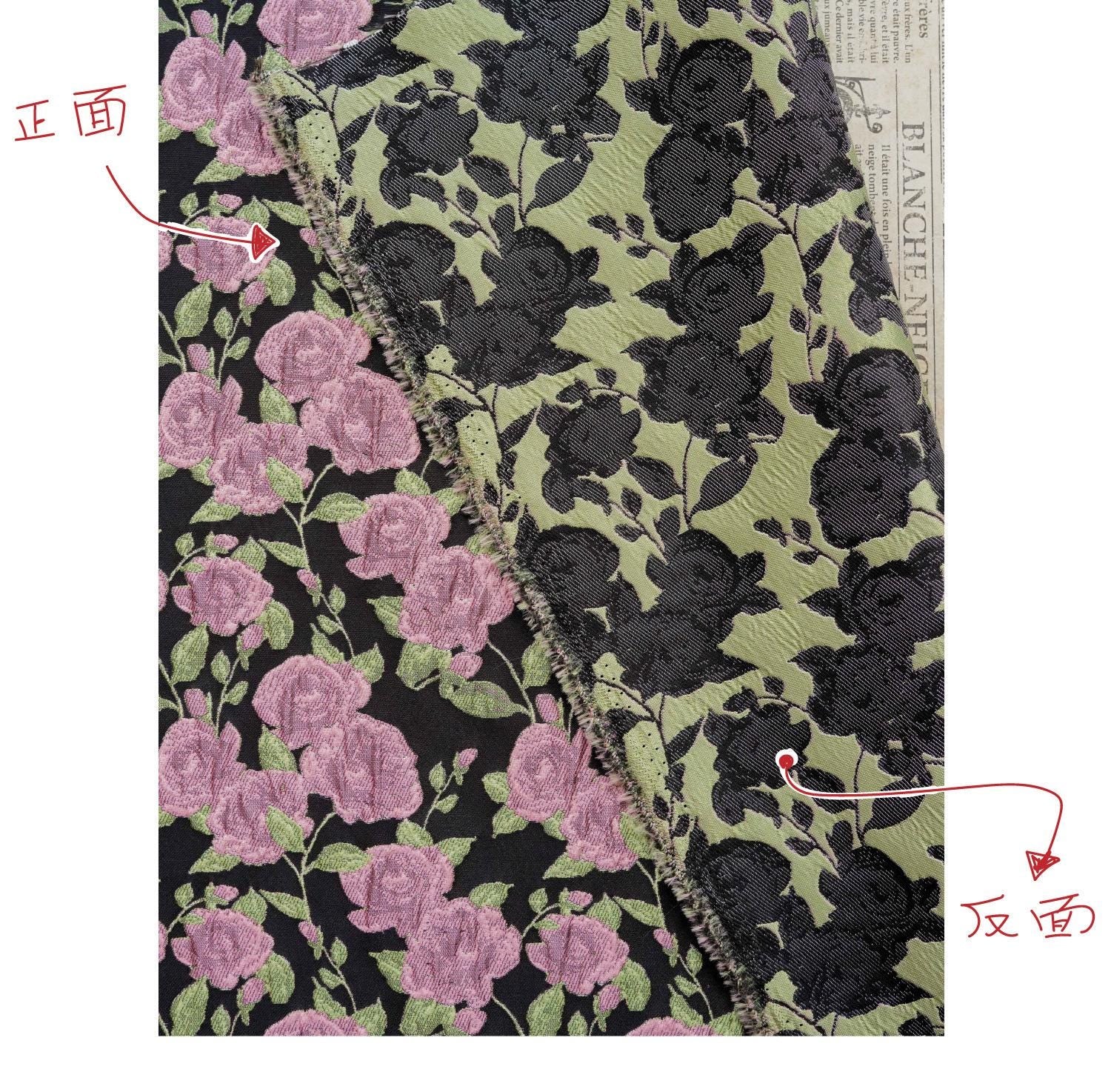 Pink Rose Brocade Jacquard Fabric by Yard, Vintage Floral Embossed Upholstery Textile, Romantic Victorian Fabric for Curtains Pillows Bags - Poppylollipop