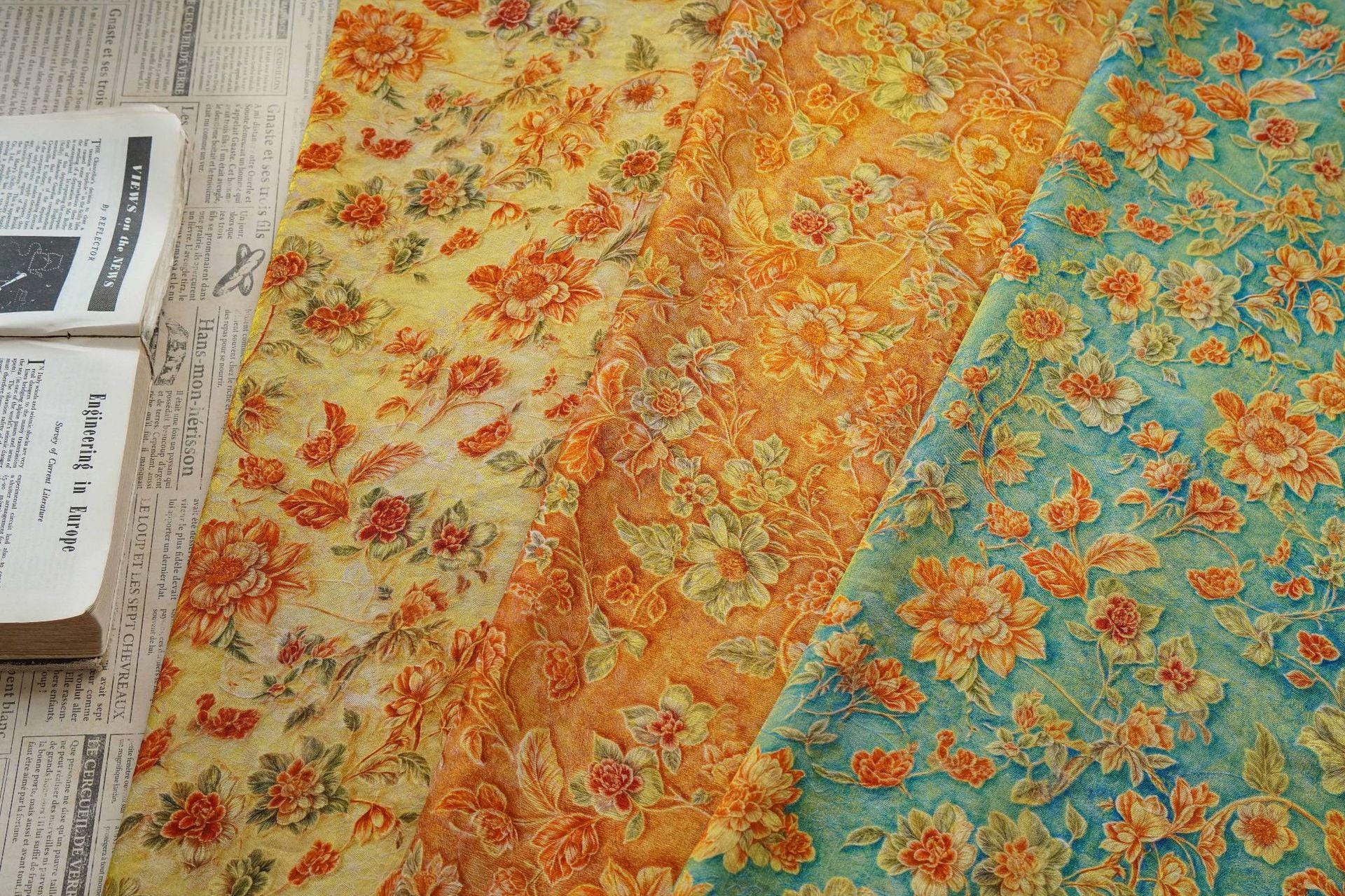 Elegant Vine Brocade Fabric by Yard, Lightweight Floral Jacquard with Soft Sheen, Oriental Decorative Textile for Sewing Decor