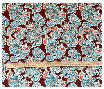 Cinnabar Blue Printed Cotton Fabric by Yard, Chinese Indigo Dye Textile, Vintage Oriental Cotton Fabric for Quilting Sewing Crafts, 59"Wide