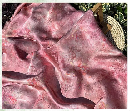 Luxury Peach Xiangyunsha Fabric, Soft Rayon Jacquard Textile with Elegant Drape for Cheongsam Couture Decor, 59"Wide
