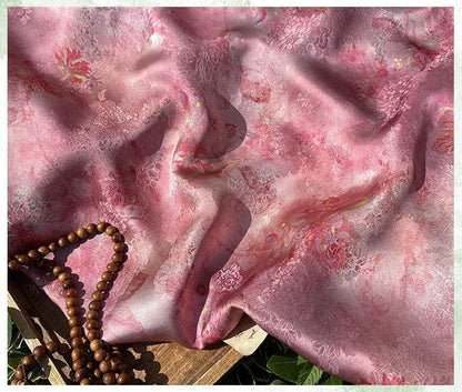 Luxury Peach Xiangyunsha Fabric, Soft Rayon Jacquard Textile with Elegant Drape for Cheongsam Couture Decor, 59"Wide
