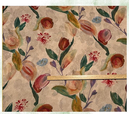 Tulip Glow Xiangyunsha Fabric by Yard, Soft Rayon Jacquard Textile, Chinese Elegant Draped Fabric for Dresses Hanfu Sewing, 59"Wide