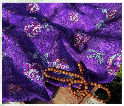 Purple Phoenix Xiangyunsha Fabric by Yard, Soft Draped Jacquard Rayon Textile, Chinese Oriental Fabric for Hanfu Dress Sewing, 59"Wide