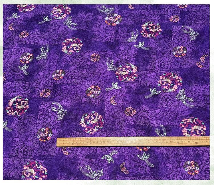 Purple Phoenix Xiangyunsha Fabric by Yard, Soft Draped Jacquard Rayon Textile, Chinese Oriental Fabric for Hanfu Dress Sewing, 59"Wide