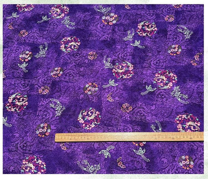 Purple Phoenix Xiangyunsha Fabric by Yard, Soft Draped Jacquard Rayon Textile, Chinese Oriental Fabric for Hanfu Dress Sewing, 59"Wide