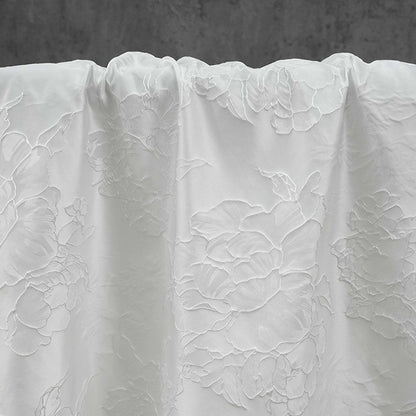 White Peony Jacquard Fabric by Yard, Embossed Floral Suiting Textile, Elegant Chinese Dress Fabric for Blazers Shirts Decor, 58"Wide