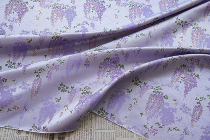 Chinese Wisteria Brocade Fabric, Gold Metallic Jacquard Satin Textile by Yard, Elegant Oriental Floral Fabric for Dress Upholstery Crafts