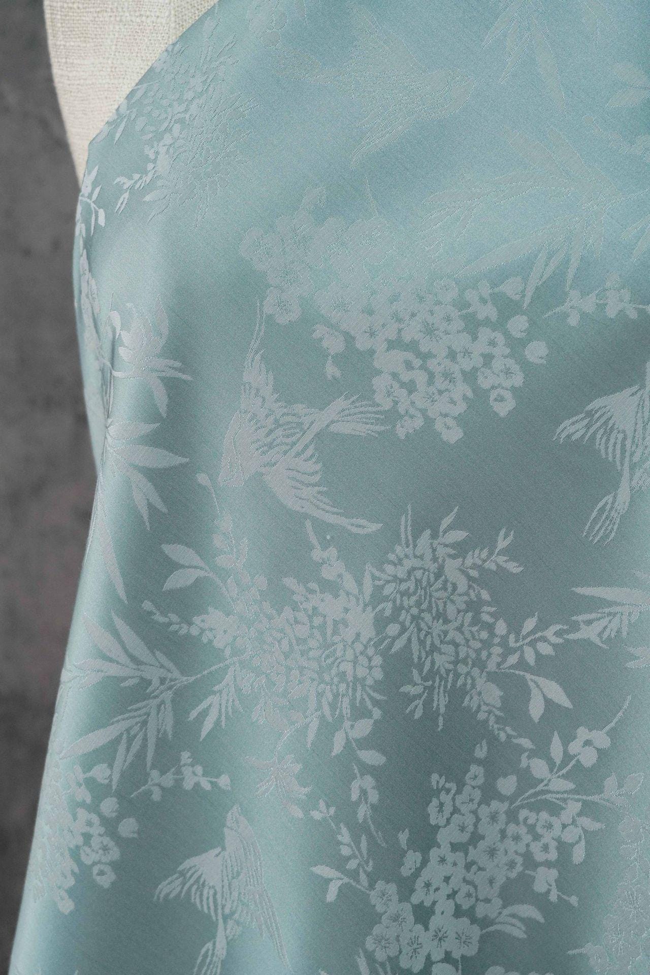 Chinoiserie Bird Floral Fabric by Yard, Magpie Plum Blossom Jacquard Brocade, Oriental Satin Fabric for Dress Curtains Crafts