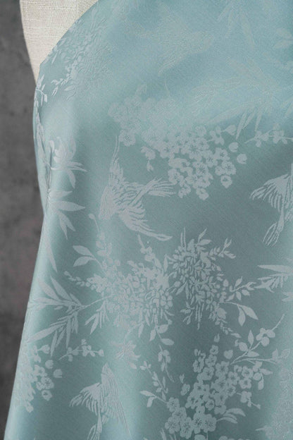 Chinoiserie Bird Floral Fabric by Yard, Magpie Plum Blossom Jacquard Brocade, Oriental Satin Fabric for Dress Curtains Crafts