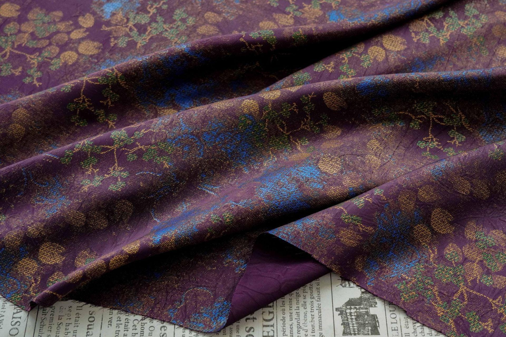 Vintage Floral Jacquard Fabric by Yard, Botanical Vine Upholstery Textile, Elegant Decorative Brocade Fabric for Crafts Sewing Decor - Poppylollipop
