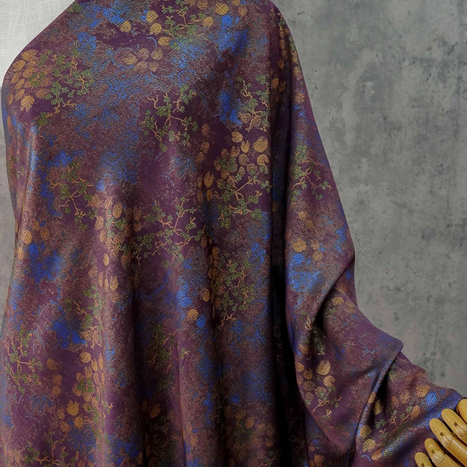 Vintage Floral Jacquard Fabric by Yard, Botanical Vine Upholstery Textile, Elegant Decorative Brocade Fabric for Crafts Sewing Decor - Poppylollipop