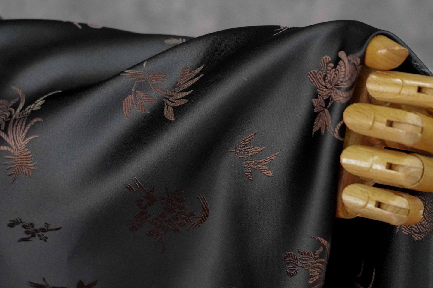 Chinese Floral Brocade Fabric by Yard, Plum Orchid Bamboo Chrysanthemum Jacquard, Oriental Satin Fabric for Sewing Decor Crafts - Poppylollipop