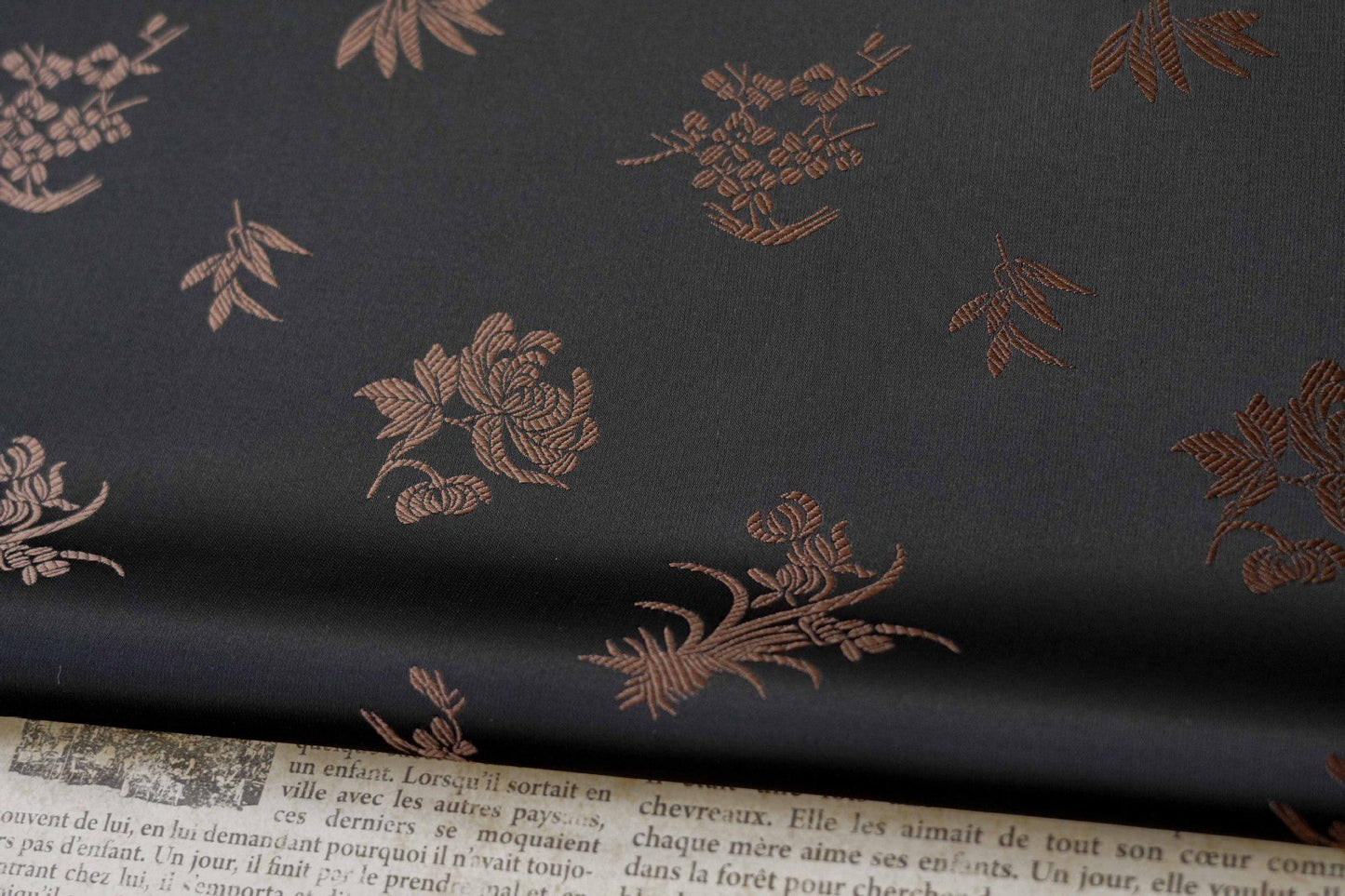 Chinese Floral Brocade Fabric by Yard, Plum Orchid Bamboo Chrysanthemum Jacquard, Oriental Satin Fabric for Sewing Decor Crafts - Poppylollipop