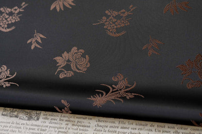 Chinese Floral Brocade Fabric by Yard, Plum Orchid Bamboo Chrysanthemum Jacquard, Oriental Satin Fabric for Sewing Decor Crafts - Poppylollipop