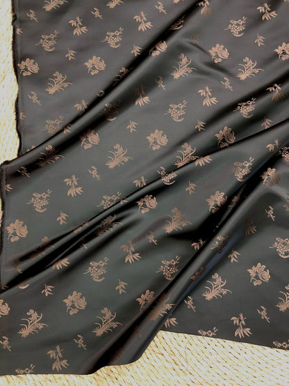 Chinese Floral Brocade Fabric by Yard, Plum Orchid Bamboo Chrysanthemum Jacquard, Oriental Satin Fabric for Sewing Decor Crafts