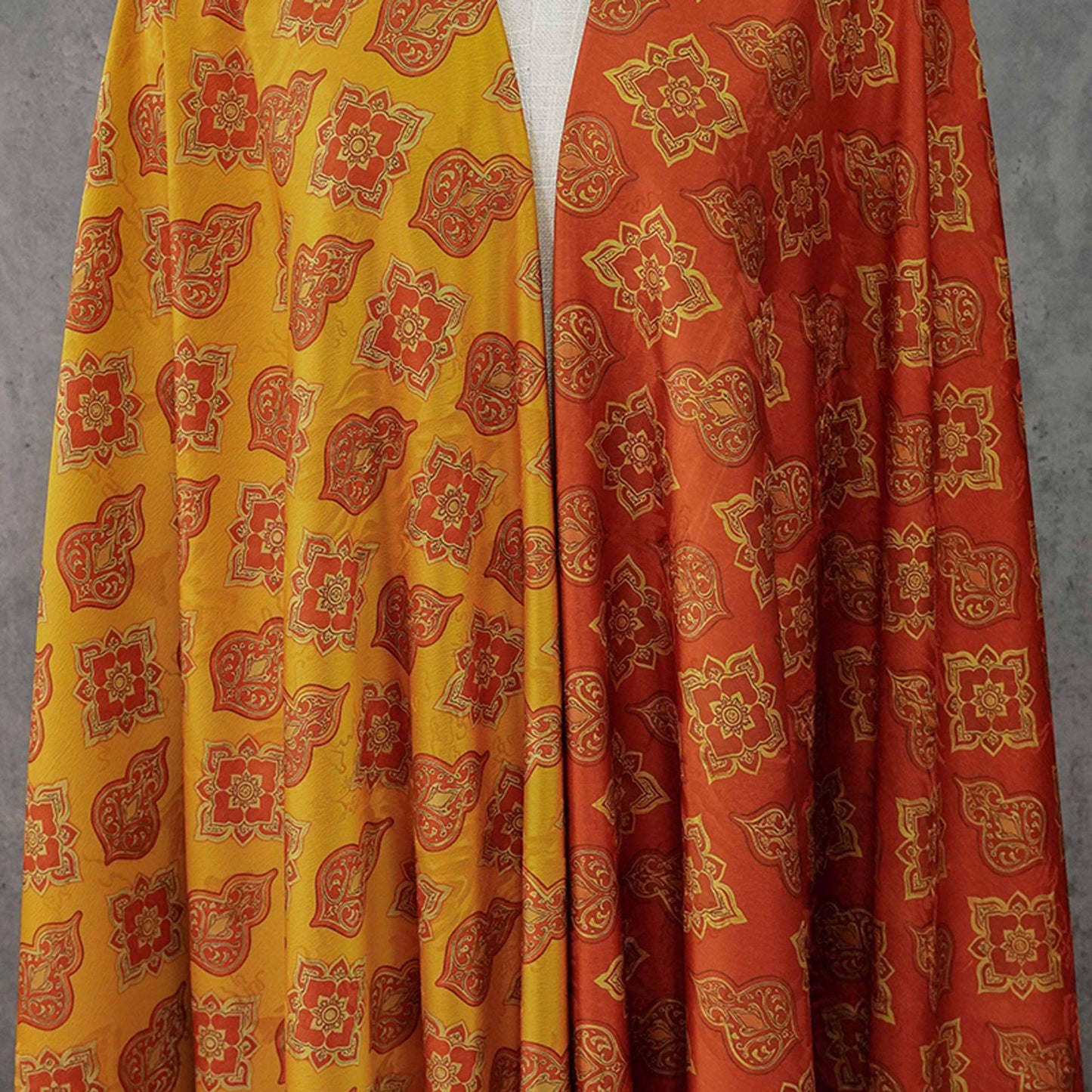 Chinese Dunhuang Fabric by Yard, Oriental Floral Print Draped Fabric, Vintage Mural Inspired Textile for Dress Curtains Crafts - Poppylollipop