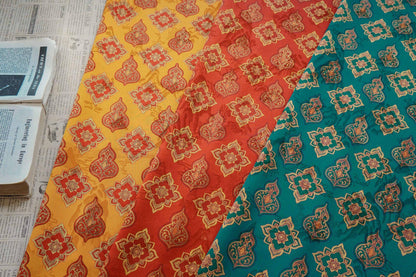Chinese Dunhuang Fabric by Yard, Oriental Floral Print Draped Fabric, Vintage Mural Inspired Textile for Dress Curtains Crafts - Poppylollipop