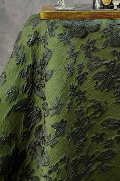 Embossed Floral Metallic Jacquard Fabric by Yard, Vintage Gold Thread Brocade Textile, Luxury Fabric for Dresses Decor, 54"Wide