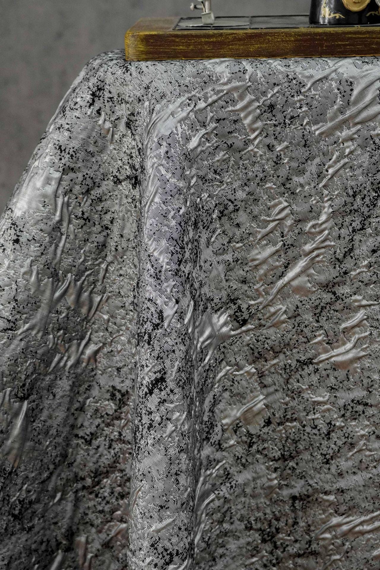 Abstract Textured Jacquard Fabric by Yard, Vintage Embossed Decorative Textile, Luxury Couture Fabric for Upholstery Decor, 57"Wide