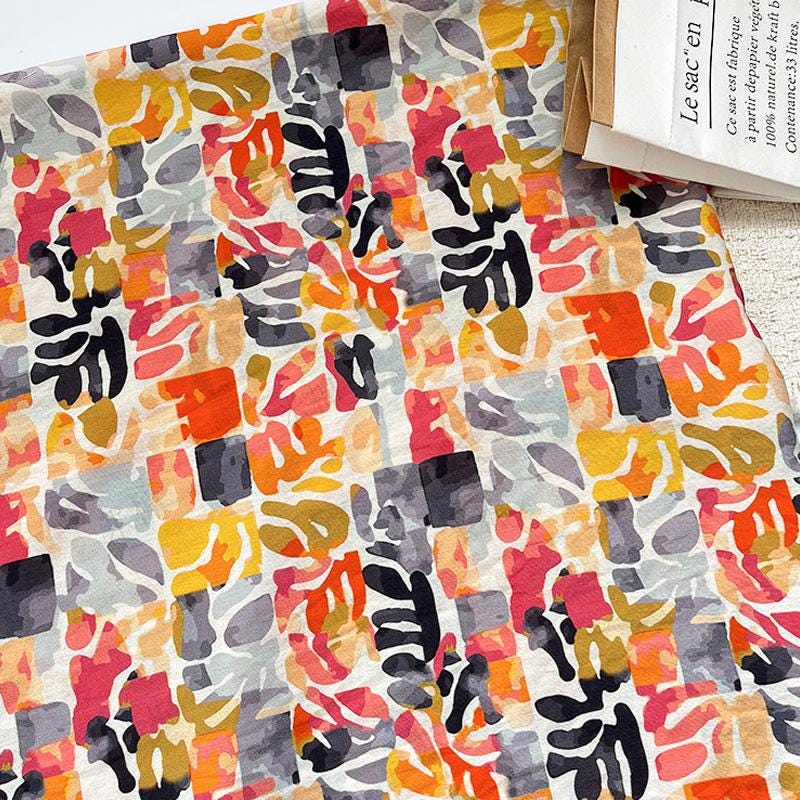 Summer Palette Printed Fabric by Yard, Colorful Artistic Cotton Textile, Vibrant Fabric for Quilting Sewing Crafts, 59"Wide