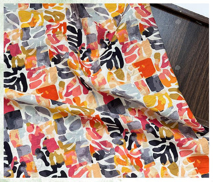 Summer Palette Printed Fabric by Yard, Colorful Artistic Cotton Textile, Vibrant Fabric for Quilting Sewing Crafts, 59"Wide