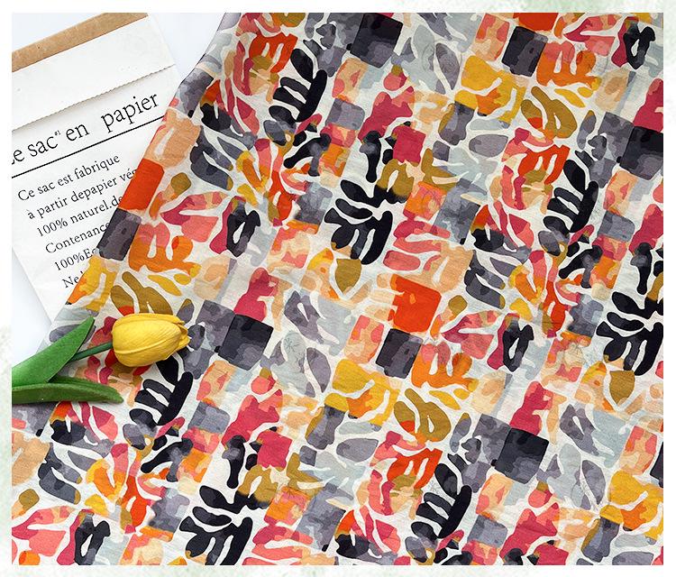 Summer Palette Printed Fabric by Yard, Colorful Artistic Cotton Textile, Vibrant Fabric for Quilting Sewing Crafts, 59"Wide