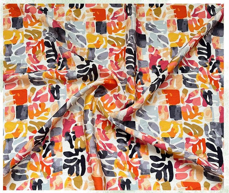 Summer Palette Printed Fabric by Yard, Colorful Artistic Cotton Textile, Vibrant Fabric for Quilting Sewing Crafts, 59"Wide